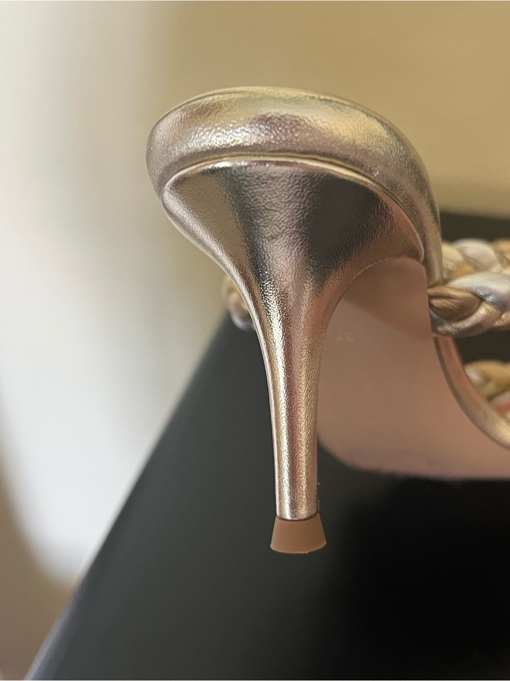 Gianvito Rossi Marley Metallic Gold Braided Double-Strap Slide Sandals - Picture 8 of 10